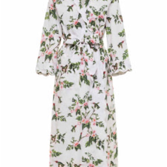 Heidi Carey White Hummingbird Classic Robe. 100 % Cotton - Picture 2 of 12